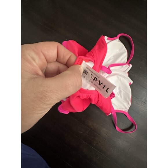 Popvil Women's Color Block V-wire Pink One Piece Swimsuit Pink Medium - Picture 5 of 5